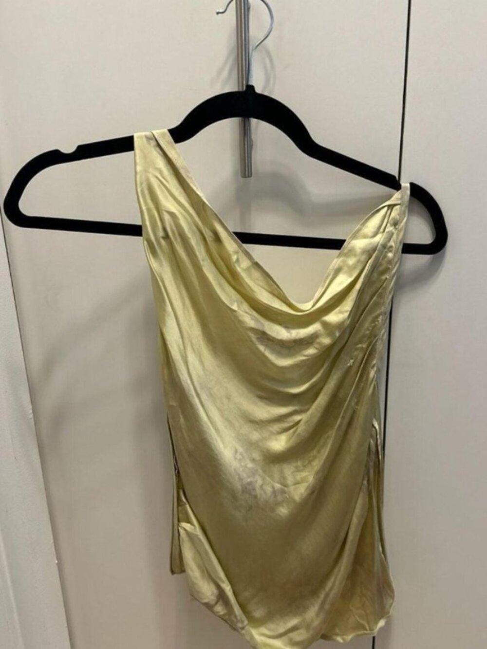 Samsøe Samsøe Savira Top in Agate Tie Cowl Neck Satin Sleeveless Top